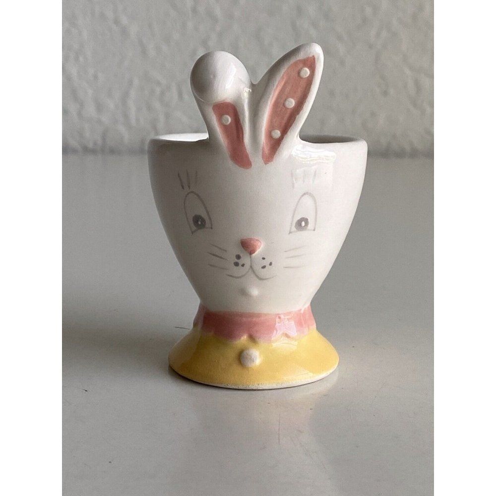 Johanna Parker Bunny Dottie‎ Easter Egg Cup Holder Pink Yellow NEW